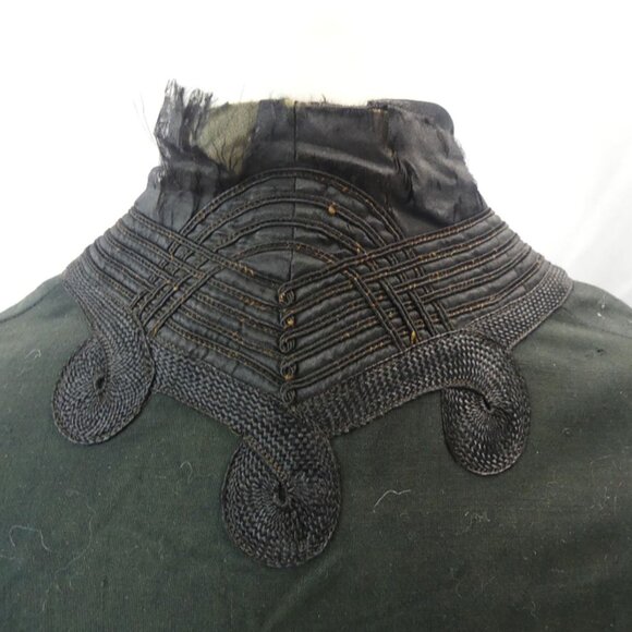 Antique Black Full Length Coat with Corde Applied Trim - Picture 8 of 9